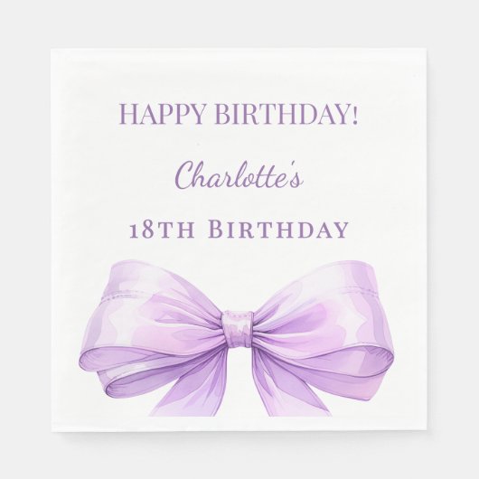 Serviette En Papier Lavender bow birthday party luncheon (Devant)