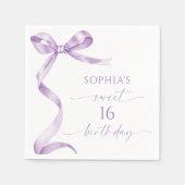 Serviette En Papier Lavender Bow Sweet 16 Anniversaire (Devant)