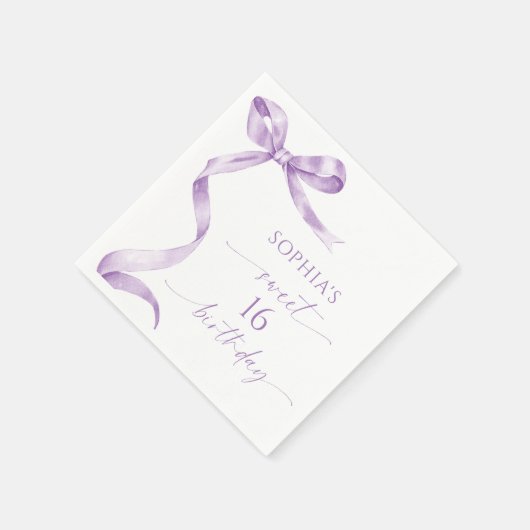 Serviette En Papier Lavender Bow Sweet 16 Anniversaire (Coin)