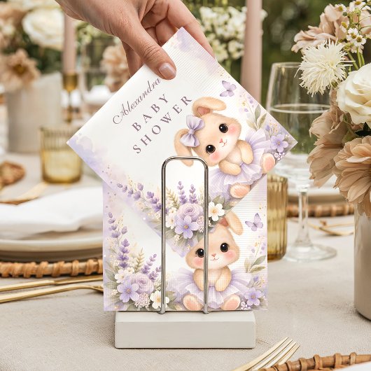 Serviette En Papier Lavender Bunny Floral Baby Shower