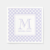 Serviette En Papier Lavender Country Style En vichy Motif Monogramme (Devant)