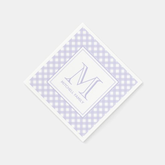 Serviette En Papier Lavender Country Style En vichy Motif Monogramme (Coin)