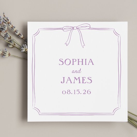 Serviette En Papier Lavender Elegant Whimsical Simple Bow Mariage