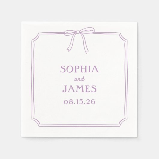 Serviette En Papier Lavender Elegant Whimsical Simple Bow Mariage (Devant)