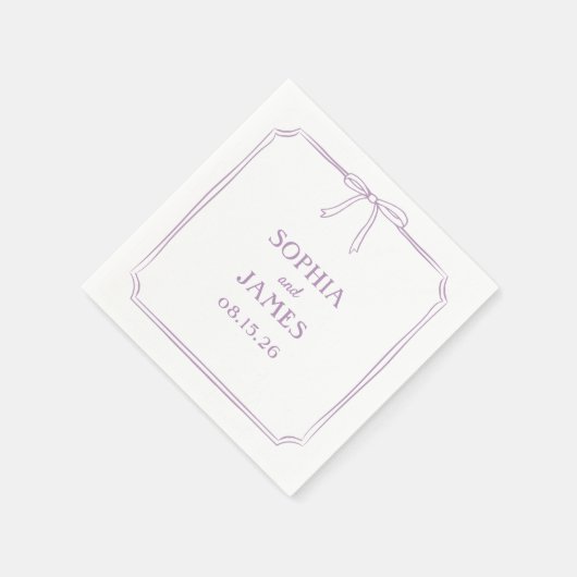 Serviette En Papier Lavender Elegant Whimsical Simple Bow Mariage (Coin)