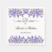 Serviette En Papier Lavender eucalyptus script m mrs coeur mariage (Devant)