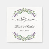 Serviette En Papier Lavender eucalyptus script m mrs coeur mariage (Devant)