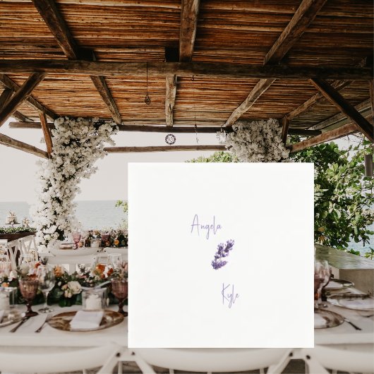 Serviette En Papier Lavender Floral Script Names Mariage Cocktail