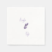 Serviette En Papier Lavender Floral Script Names Mariage Cocktail (Devant)