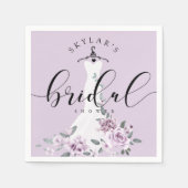 Serviette En Papier Lavender Florals Blanc Mariage robe Fête des marié (Devant)