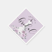 Serviette En Papier Lavender Florals Blanc Mariage robe Fête des marié (Coin)