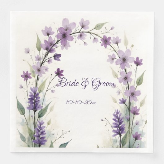 Serviette En Papier Lavender Lilac Floral Wedding (Devant)