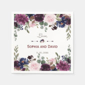 Serviette En Papier Lavender Navy Blue Floral Bloom Mariage (Devant)