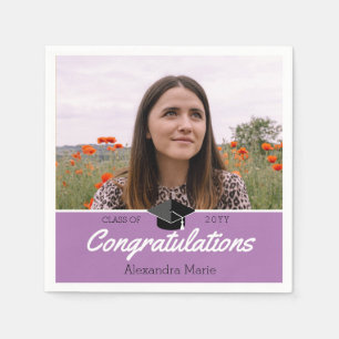 Serviette En Papier Lavender Purple Photo Classe de Graduation de 2022