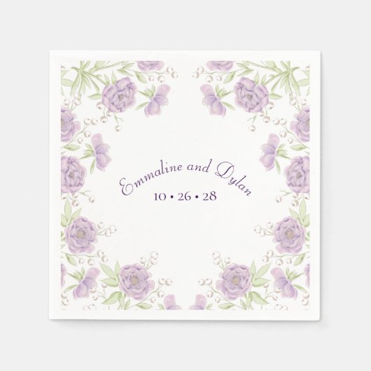 Serviette En Papier Lavender Purple Rose Wedding (Devant)