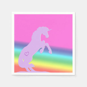 Serviette En Papier Lavender Unicorn Silhouette (arrière - plan arc-en