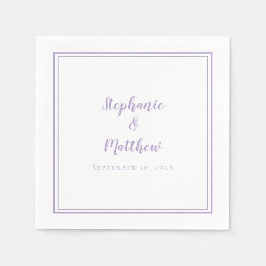 Serviette En Papier Lavender Wedding Elegant Simple Modern Reception  (Devant)