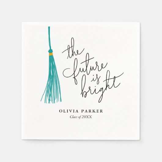 Serviette En Papier L'avenir est brillant Graduation Green Tassel (Devant)