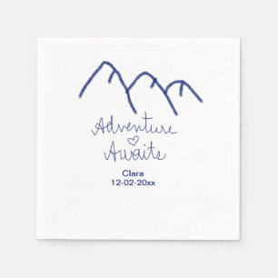 Serviette En Papier L'aventure attend le coeur de montagne bleu ajoute