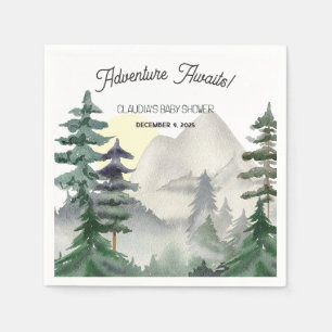 Serviette En Papier L'aventure attend ! Montagnes et forêt Merci