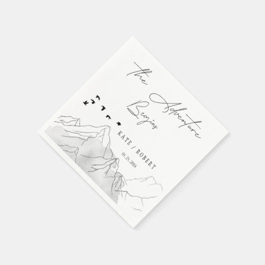 Serviette En Papier L'aventure commence Elegant Stencil Mariage (Coin)