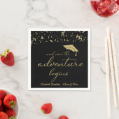 Serviette En Papier L'aventure commence Gold Foil Graduation (En situation)