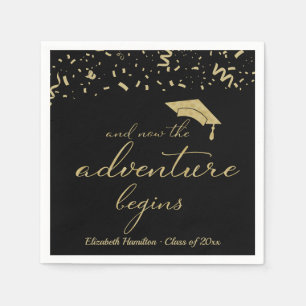 Serviette En Papier L'aventure commence Gold Foil Graduation