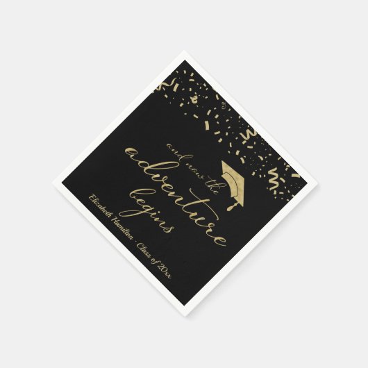 Serviette En Papier L'aventure commence Gold Foil Graduation (Coin)