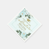 Serviette En Papier L'aventure commence Gold Turquoise Floral Grad Par (Coin)