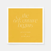 Serviette En Papier L'aventure commence Jaune Typographie Moderne (Devant)