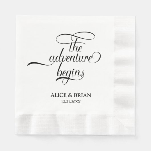 Serviette En Papier L'Aventure Commence La Réception De Mariage Cockta (Devant)