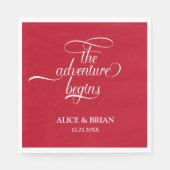 Serviette En Papier L'Aventure Commence La Réception De Mariage Cockta (Devant)