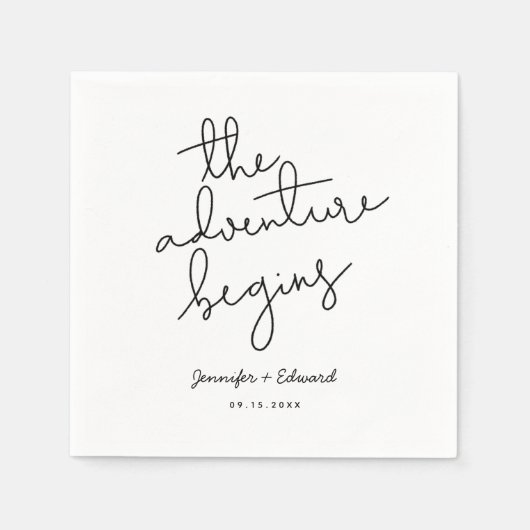 Serviette En Papier L'aventure commence le devis Mariage (Devant)