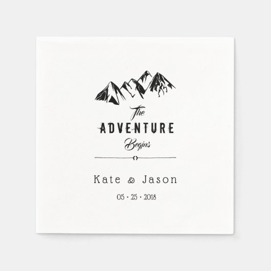 Serviette En Papier L'aventure commence ⎥ Mariage rustique (Devant)