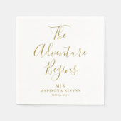 Serviette En Papier L'aventure commence minimaliste | Napkins mariage (Devant)
