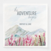 Serviette En Papier L'aventure commence Mountain Mariage Aquarelle (Devant)