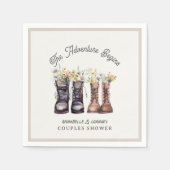Serviette En Papier L'aventure commence Randonnées Bottes Couples Douc (Devant)