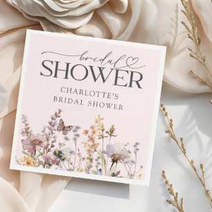 Serviette En Papier Lavis de fleurs sauvages rose tendre pour la douch