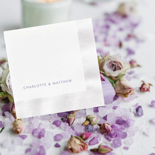 Serviette En Papier Lavnder Noms Personnalisés Mariage Coin