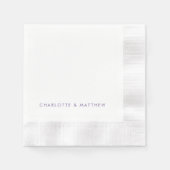 Serviette En Papier Lavnder Noms Personnalisés Mariage Coin (Devant)
