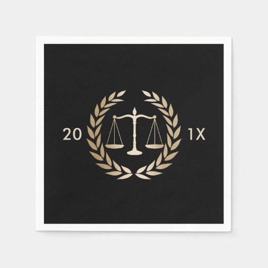 Serviette En Papier Law School Gold Scales of Justice Graduation Party (Devant)