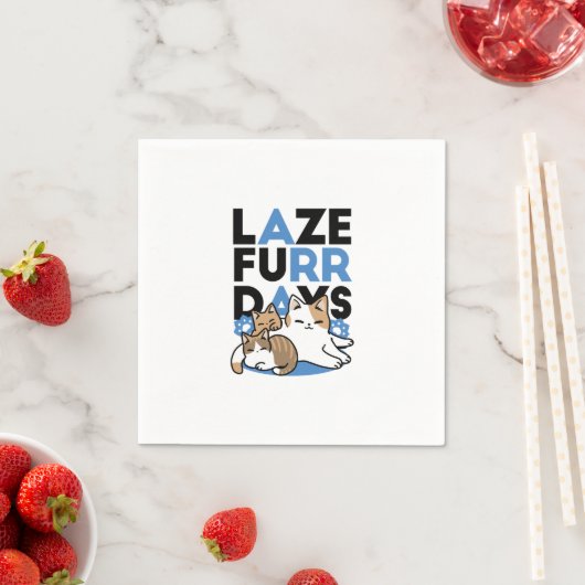 Serviette En Papier Laze Furr Days - Cute Lazy Cats Design (En situation)