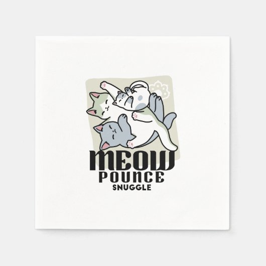 Serviette En Papier Laze Furr Days - Cute Lazy Cats Design (Devant)