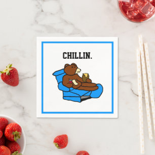 Serviette En Papier Lazy Easy Chaise Oear, Drôle Chillin’ Papa Cartoon