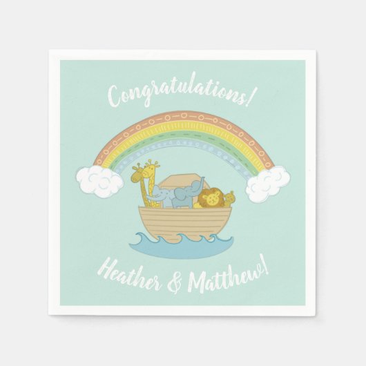 Serviette En Papier Le Baby shower Ark Boho de Noah (Devant)