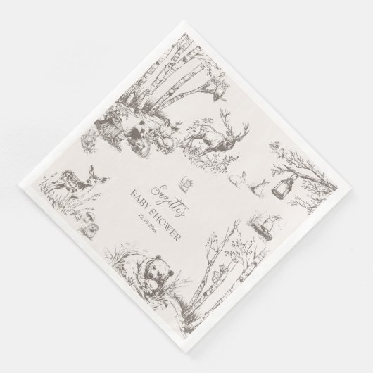 Serviette En Papier Le Baby shower des animaux des bois (Coin)