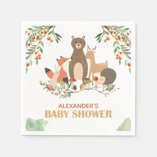 Serviette En Papier Le Baby shower des animaux des bois