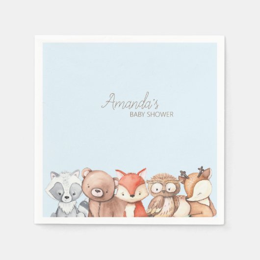 Serviette En Papier Le Baby shower des animaux des bois (Devant)