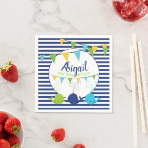 Serviette En Papier Le Baby shower des belles baleines C'est une marin