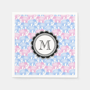 Serviette En Papier Le baby shower ou le genre d'éléphants indiquent